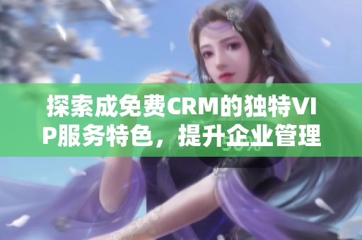 探索成免费CRM的独特VIP服务特色，提升企业管理效率