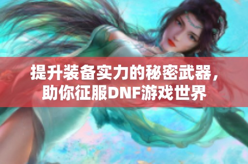 提升装备实力的秘密武器，助你征服DNF游戏世界