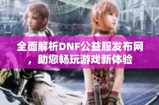 全面解析DNF公益服发布网，助您畅玩游戏新体验