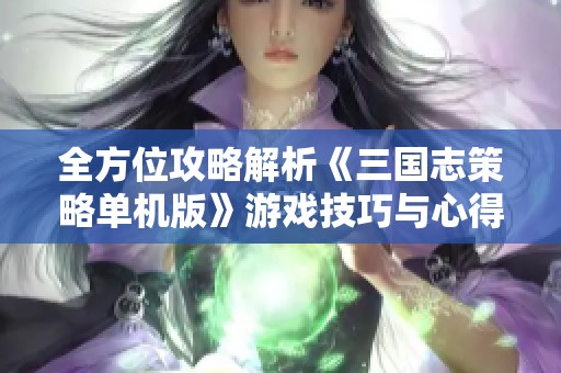 全方位攻略解析《三国志策略单机版》游戏技巧与心得分享