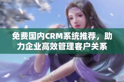 免费国内CRM系统推荐，助力企业高效管理客户关系