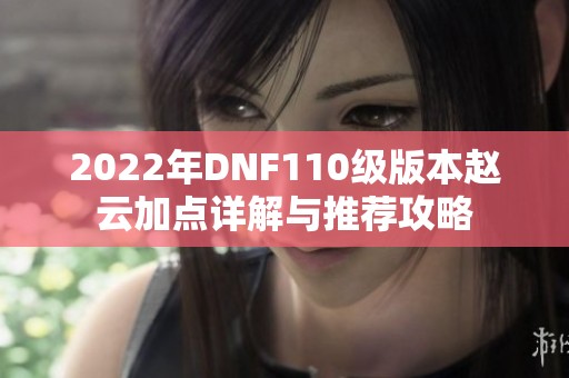 2022年DNF110级版本赵云加点详解与推荐攻略